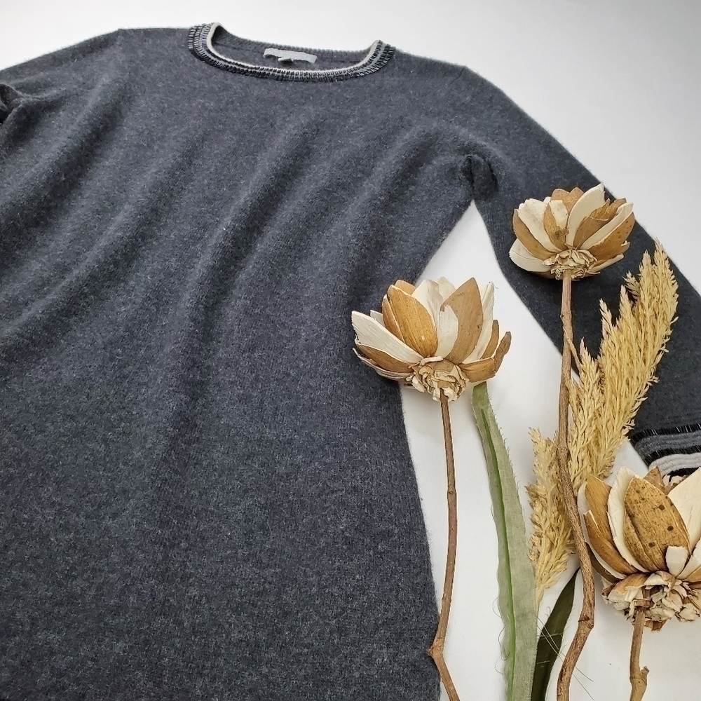 Neiman Marcus Cashmere Gray Beaded Cashmere Sweater Dress S - Picture 5 of 15